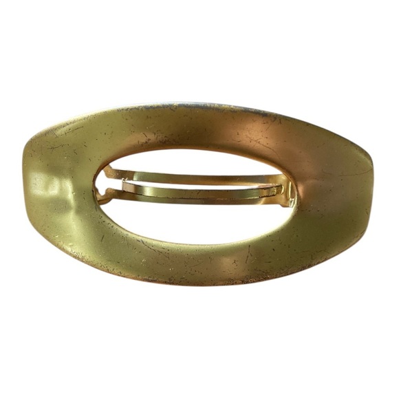 Hair Barrette Brushed Gold tone Clip Barrette Made in France Vintage 80s - Picture 2 of 6